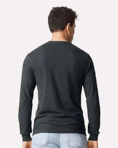 Gildan 64440cvc Softstyle® Cvc Long Sleeve T-shirt - Pitch Black Mist