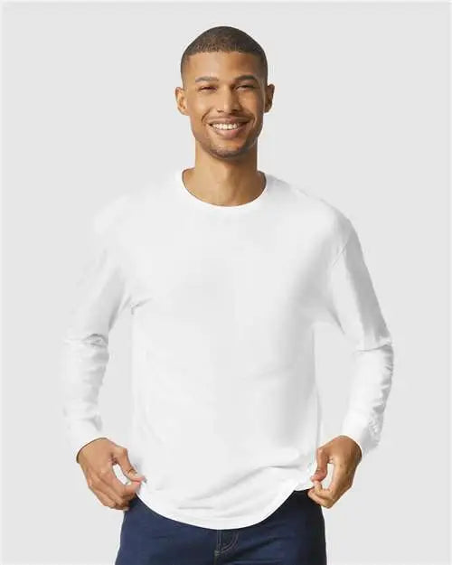 Gildan 64440cvc Softstyle® Cvc Long Sleeve T-shirt - White