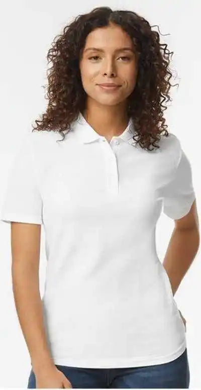 Gildan 64800l Softstyle Women’s Pique Polo White