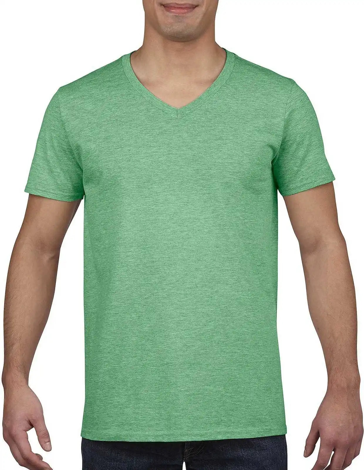 Gildan 64v00 Softstyle v Neck t Shirt Heather Irish Green