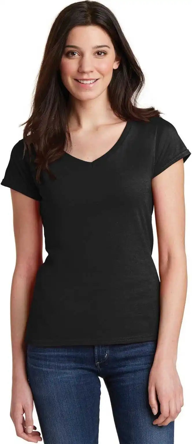 Gildan 64v00l Softstyle Junior Fit v Neck t Shirt Black