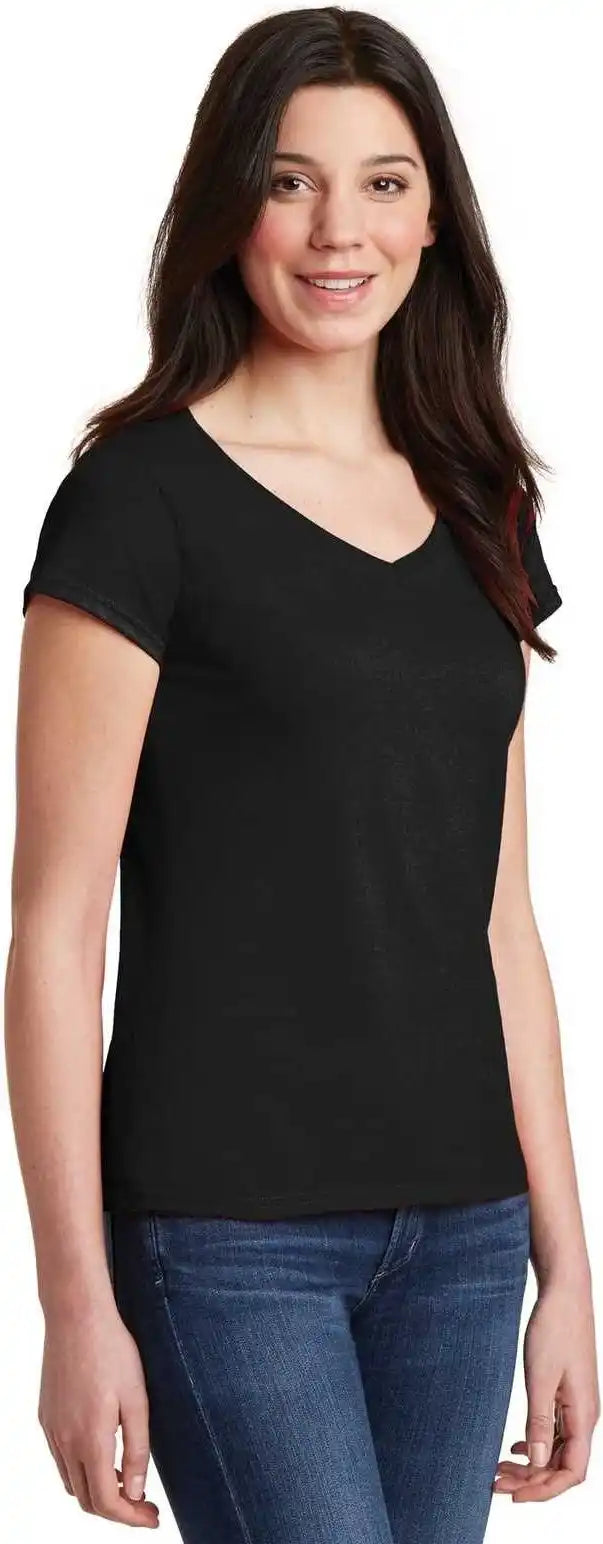 Gildan 64v00l Softstyle Junior Fit v Neck t Shirt Black