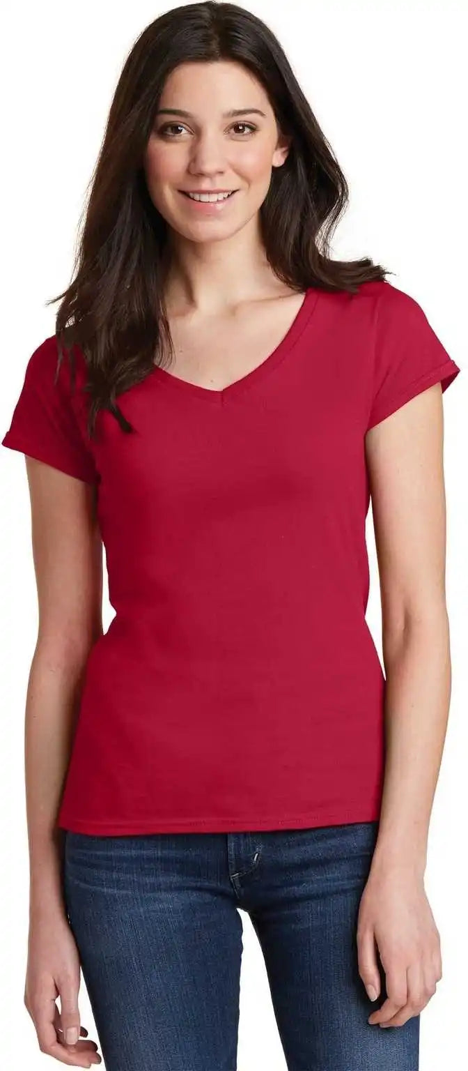 Gildan 64v00l Softstyle Junior Fit V-neck T-shirt - Cherry Red