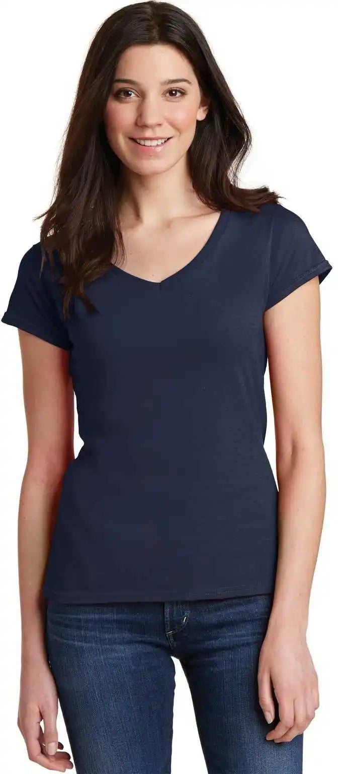 Gildan 64v00l Softstyle Junior Fit v Neck t Shirt Navy