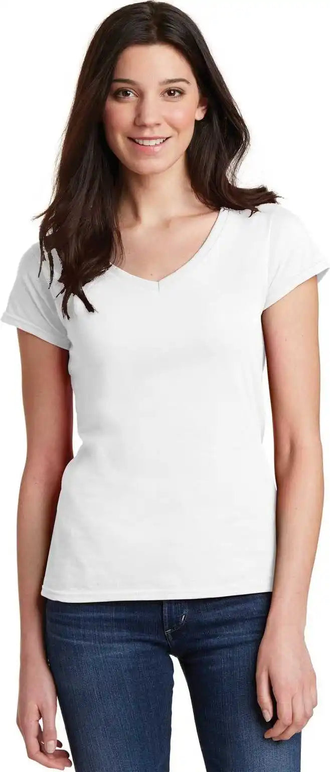 Gildan 64v00l Softstyle Junior Fit v Neck t Shirt White