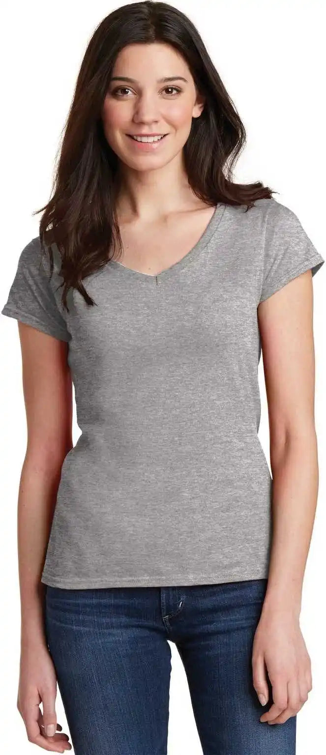 Gildan 64v00l Softstyle Women’s Fit v Neck t Shirt Sport Gray