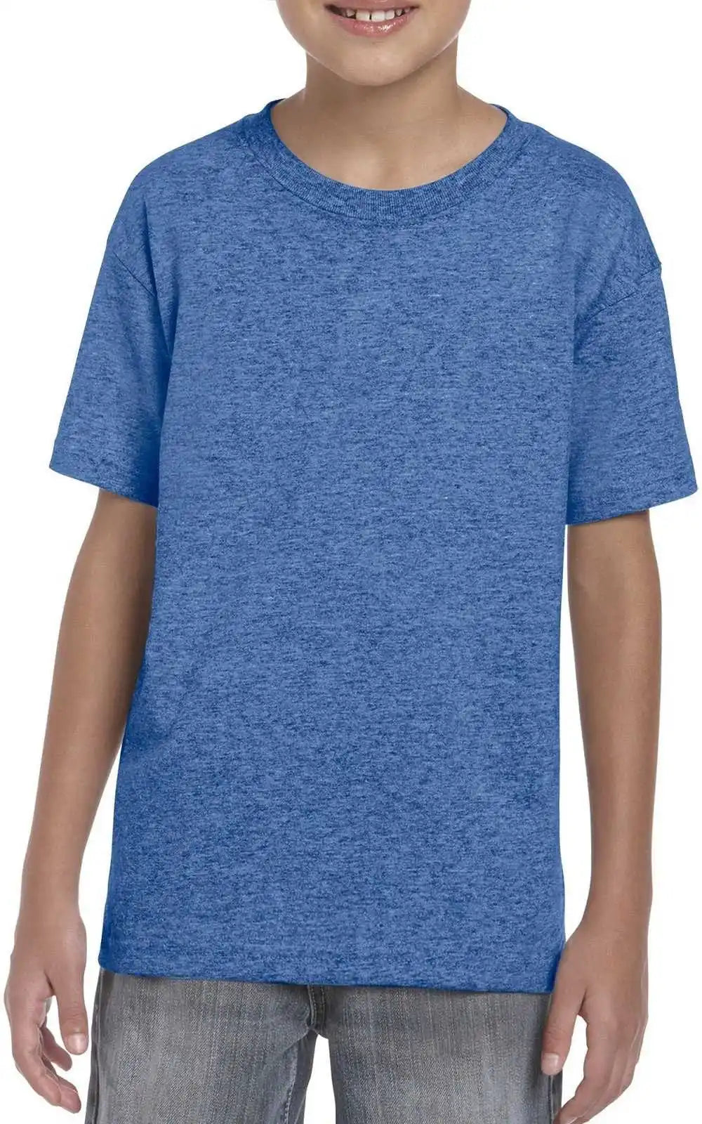 Gildan 8000b Youth Dryblend 50 Cotton/50 Poly T-shirt - Heather Sport Royal