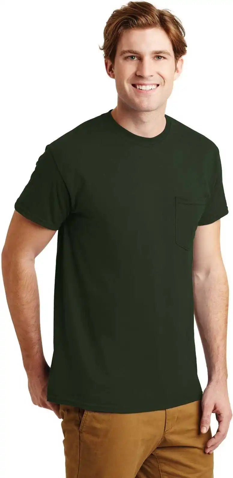 Gildan 8300 Dryblend 50 Cotton/50 Poly Pocket t Shirt Forest Green