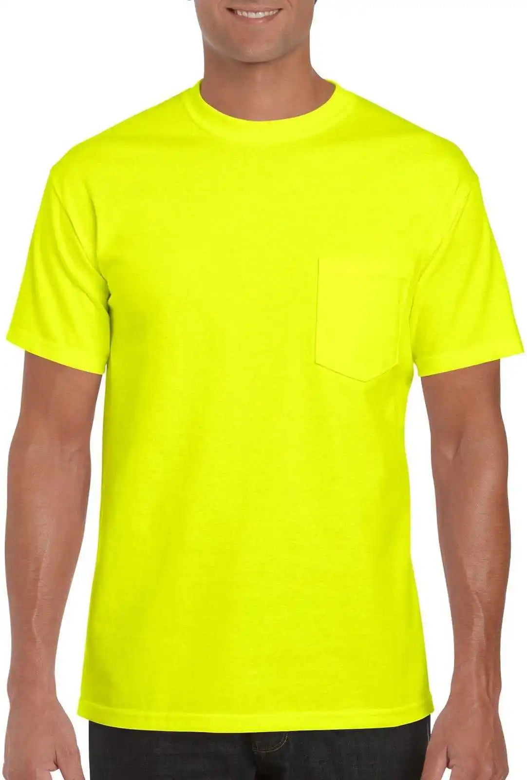 Gildan 8300 Dryblend 50 Cotton/50 Poly Pocket t Shirt Safety Green