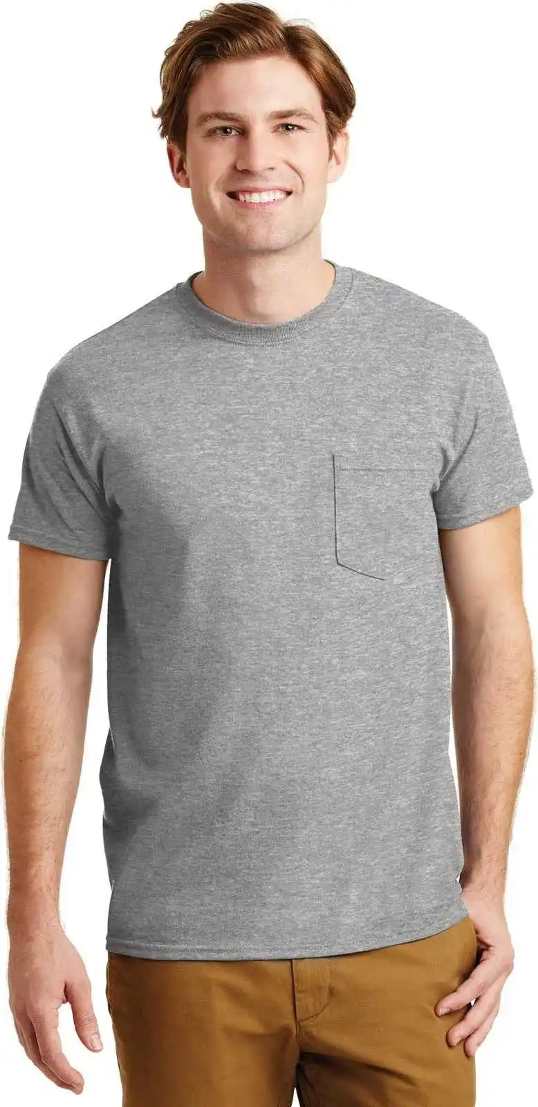 Gildan 8300 Dryblend 50 Cotton/50 Poly Pocket t Shirt Sport Gray