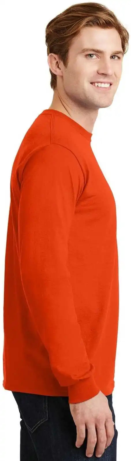 Gildan 8400 Dryblend 50 Cotton/50 Poly Long Sleeve t Shirt Orange