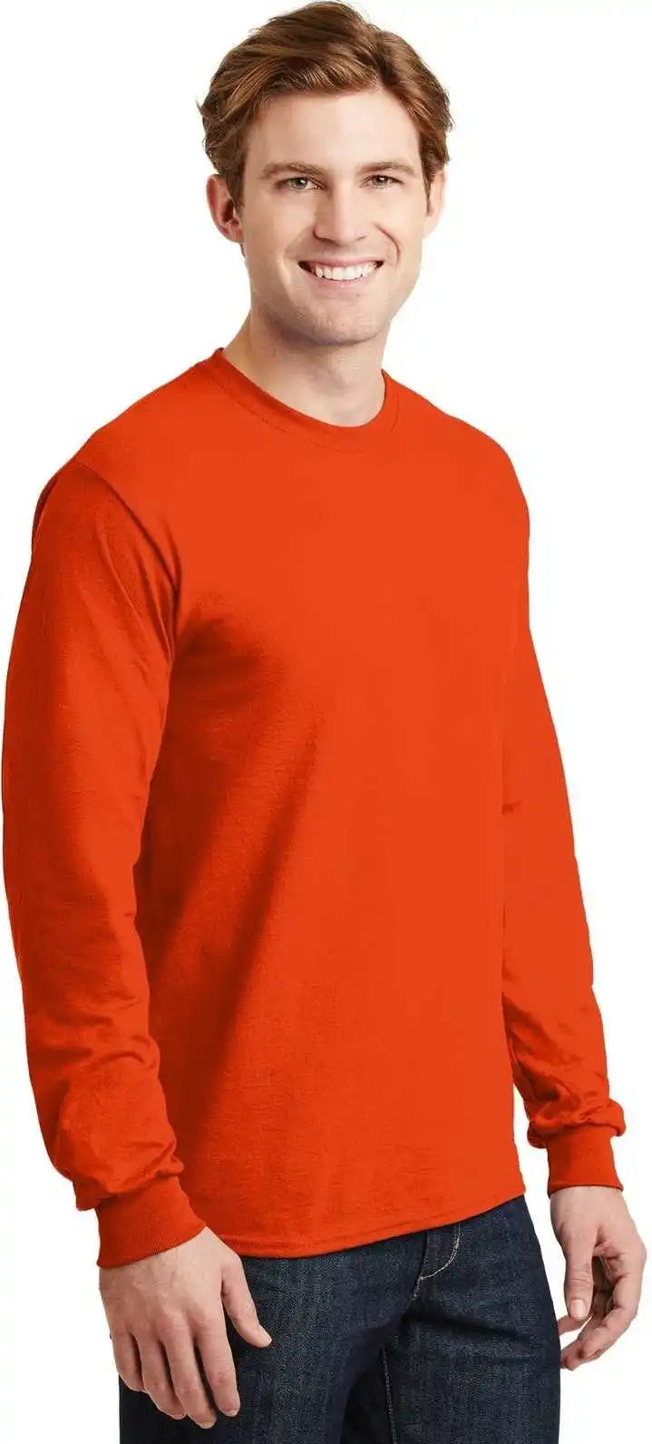Gildan 8400 Dryblend 50 Cotton/50 Poly Long Sleeve t Shirt Orange