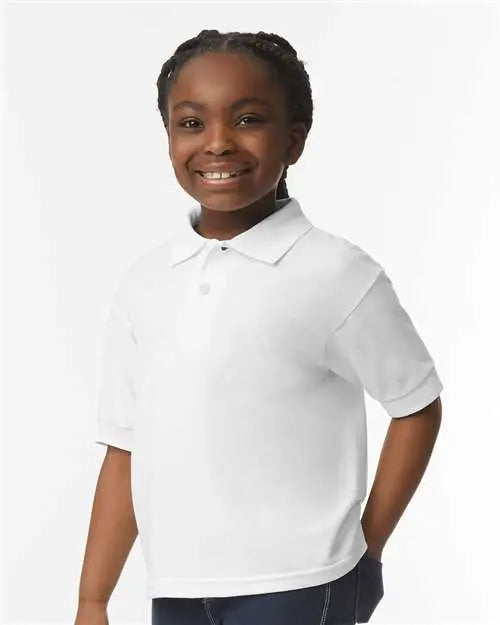 Gildan 8800b Dryblendâ Youth Jersey Polo - White