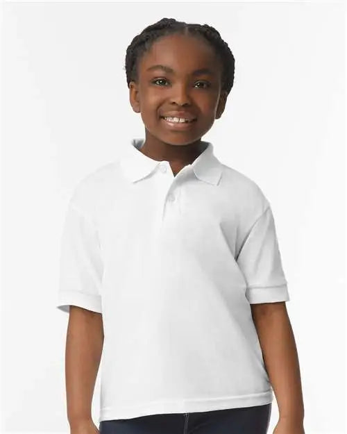 Gildan 8800b Dryblendâ Youth Jersey Polo - White