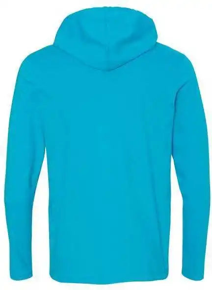 Gildan 987 Softstyle Lightweight Hooded Long Sleeve t Shirt Caribbean Blue Dark Grey