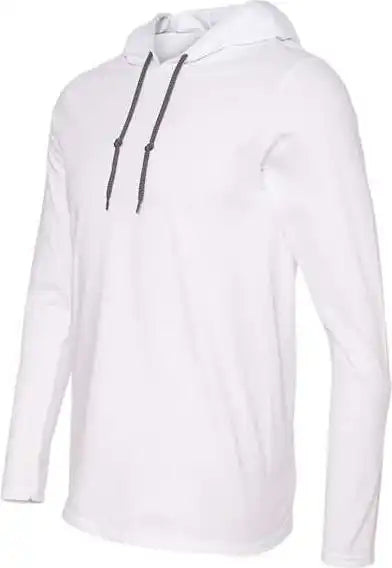 Gildan 987 Softstyle Lightweight Hooded Long Sleeve T-shirt - White Dark Grey
