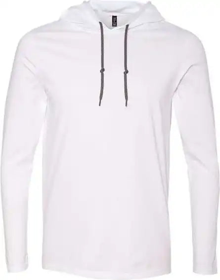 Gildan 987 Softstyle Lightweight Hooded Long Sleeve T-shirt - White Dark Grey
