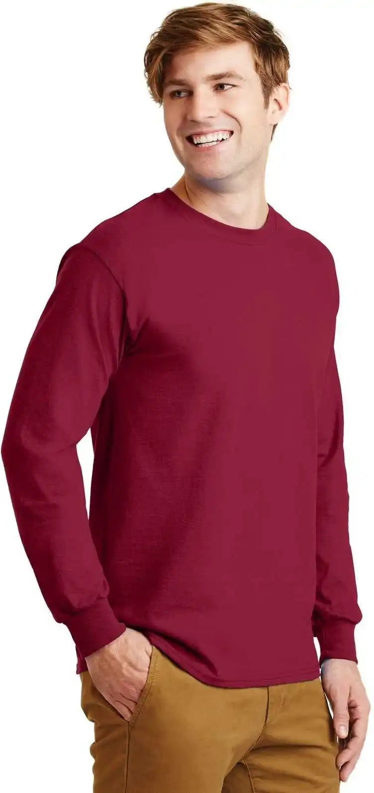Gildan G2400 Ultra Cotton 100% Long Sleeve t Shirt Cardinal Red