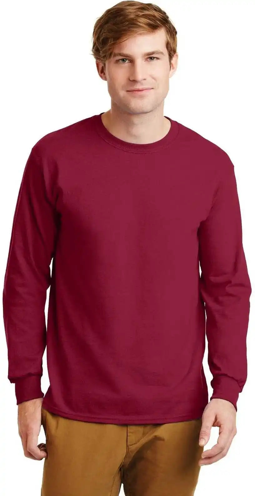 Gildan G2400 Ultra Cotton 100% Long Sleeve t Shirt Cardinal Red
