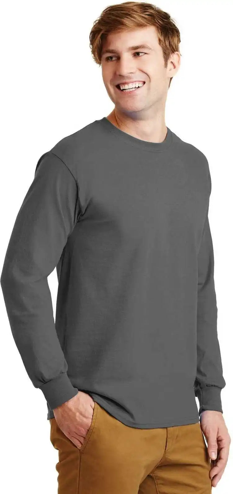 Gildan G2400 Ultra Cotton 100% Long Sleeve t Shirt Charcoal