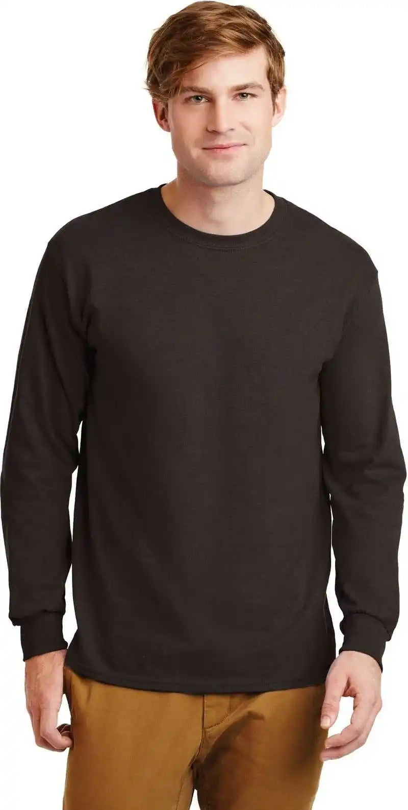Gildan G2400 Ultra Cotton 100% Long Sleeve t Shirt Dark Chocolate