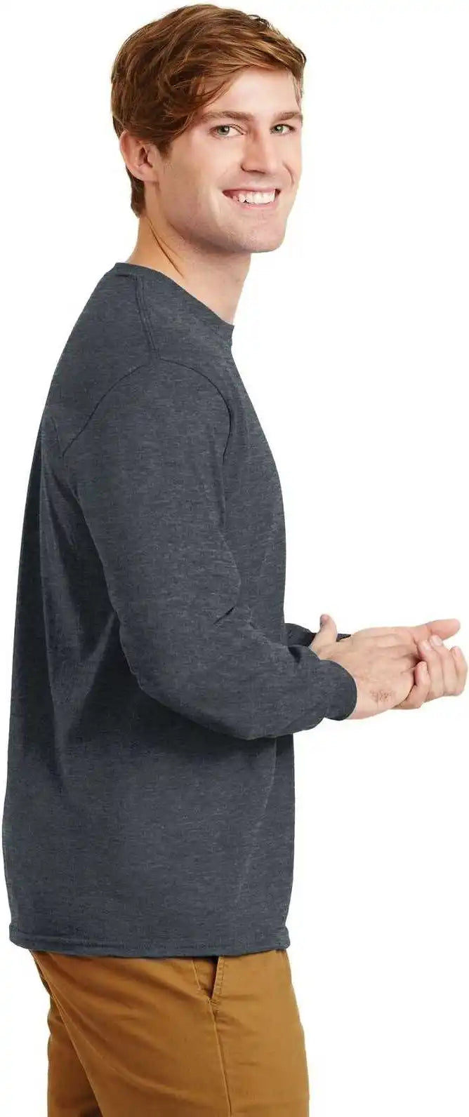 Gildan G2400 Ultra Cotton 100% Long Sleeve t Shirt Dark Heather