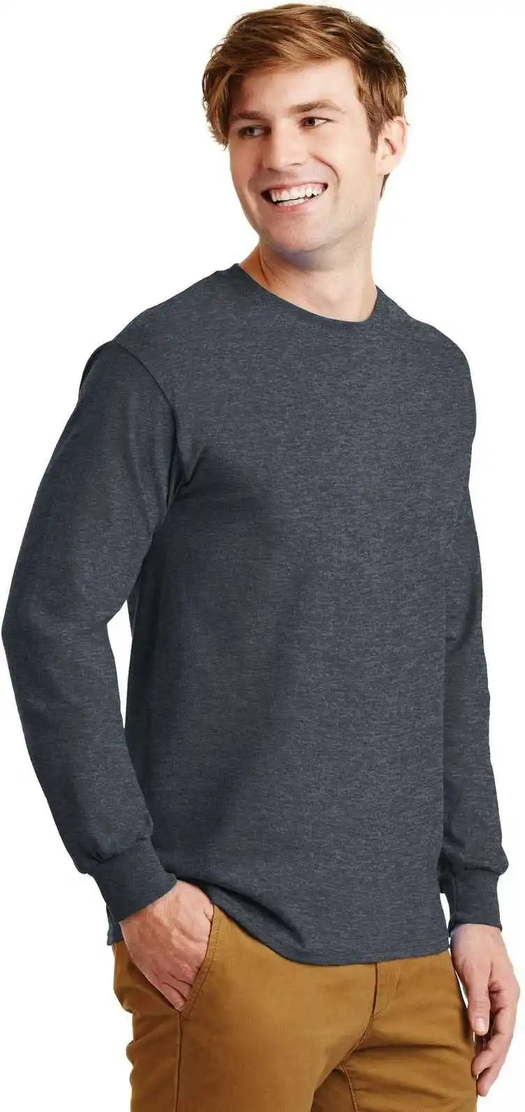 Gildan G2400 Ultra Cotton 100% Long Sleeve t Shirt Dark Heather