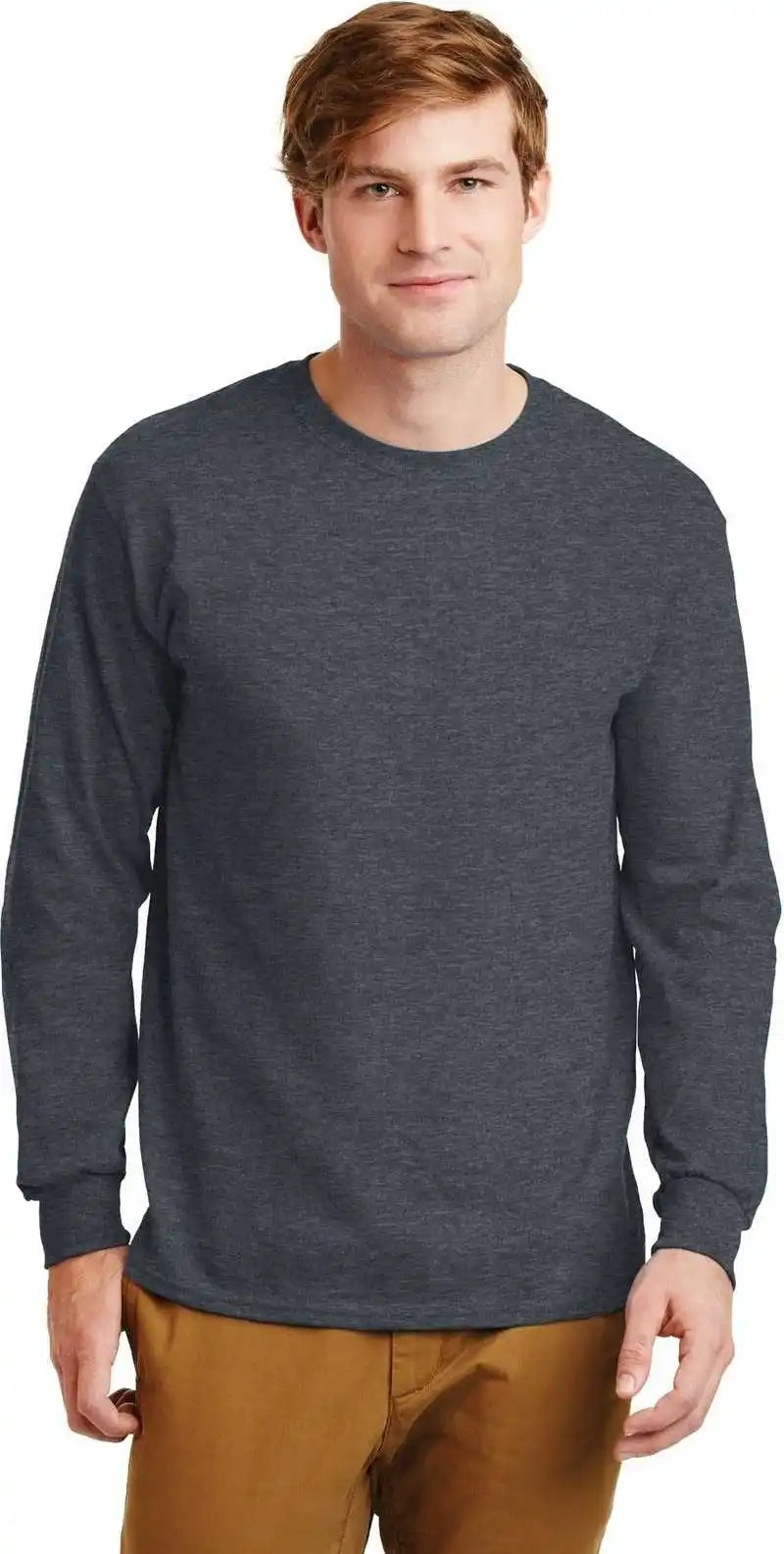 Gildan G2400 Ultra Cotton 100% Long Sleeve t Shirt Dark Heather
