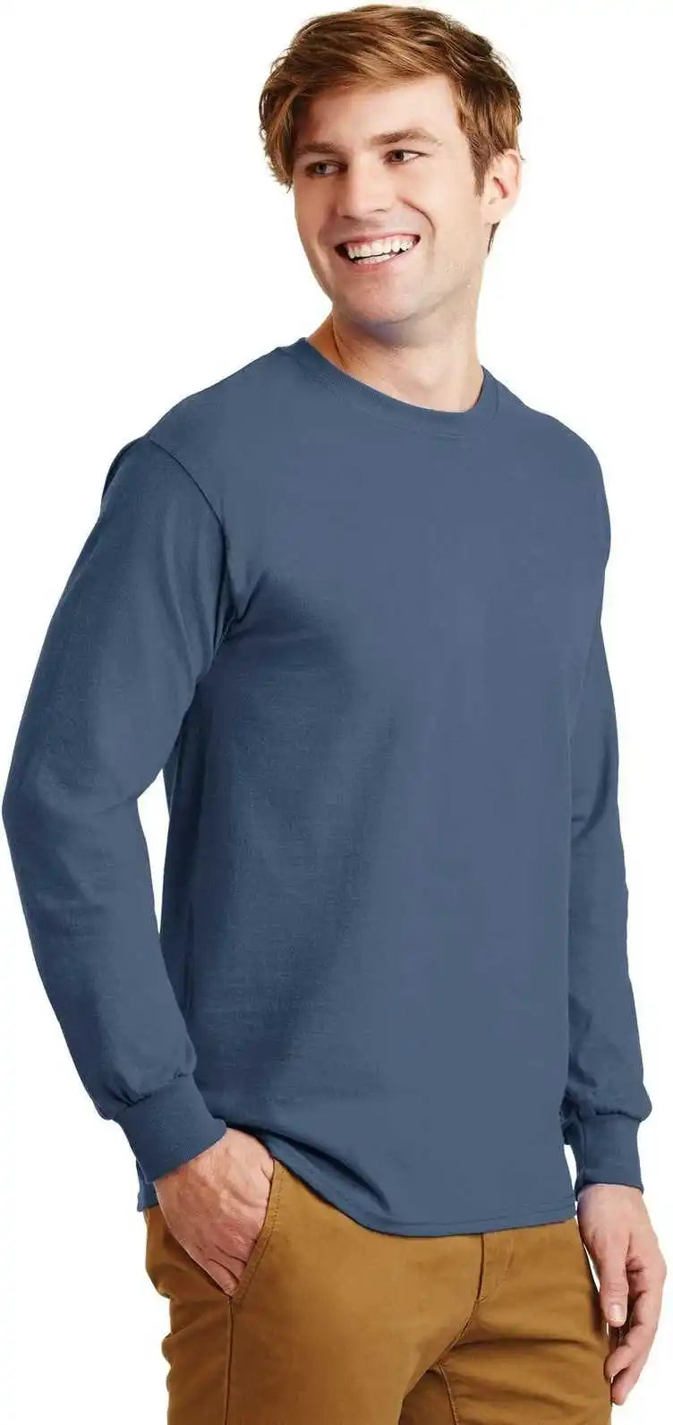 Gildan G2400 Ultra Cotton 100% Long Sleeve T-shirt - Indigo Blue