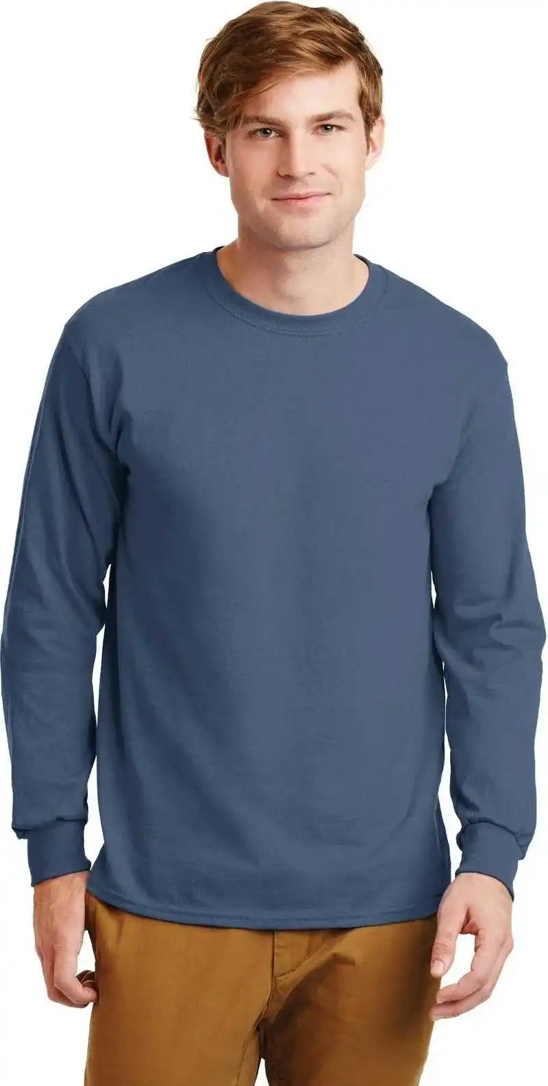 Gildan G2400 Ultra Cotton 100% Long Sleeve t Shirt Indigo Blue