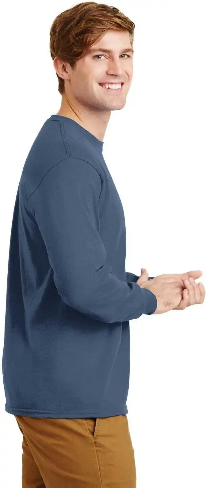Gildan G2400 Ultra Cotton 100% Long Sleeve T-shirt - Indigo Blue