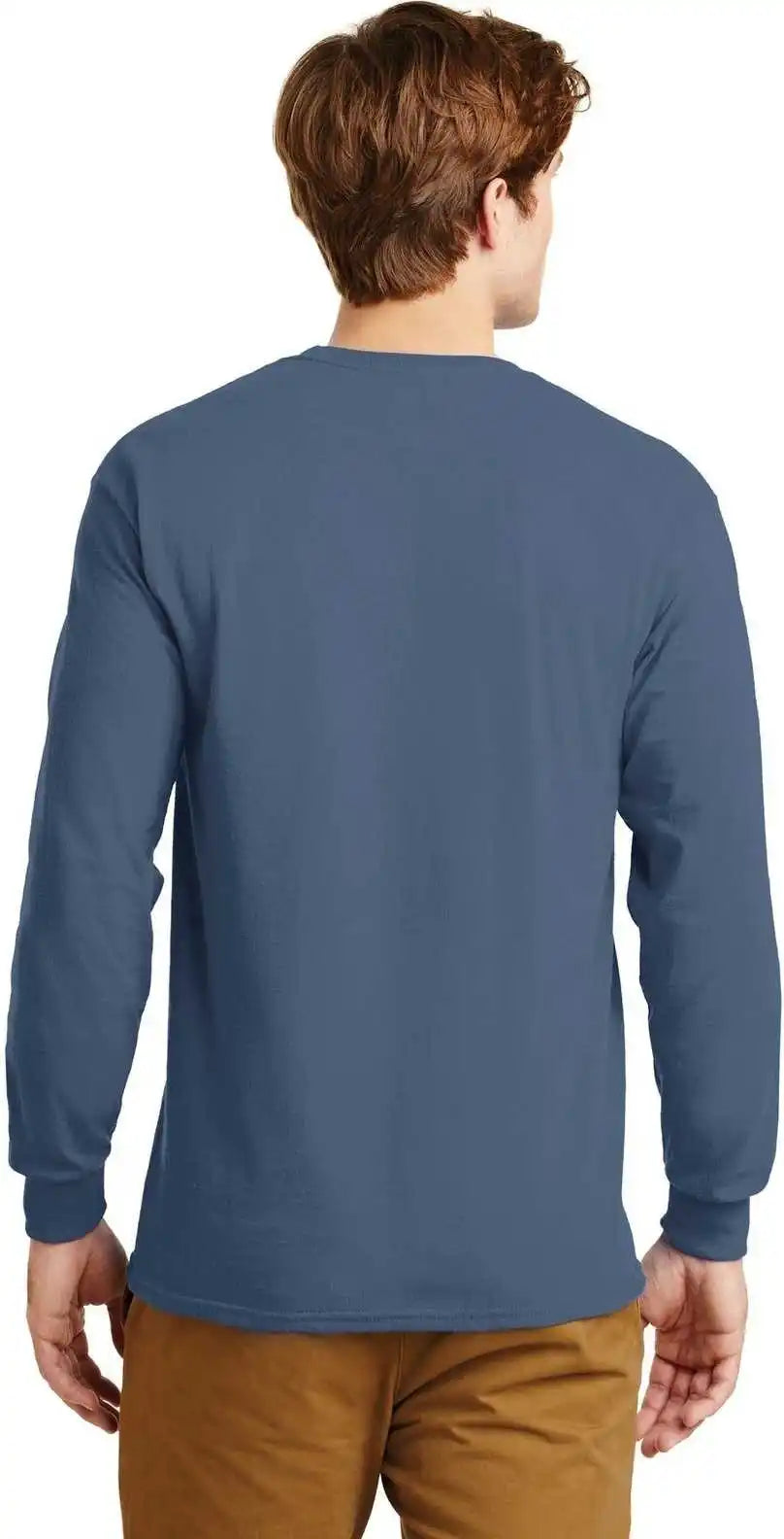 Gildan G2400 Ultra Cotton 100% Long Sleeve t Shirt Indigo Blue