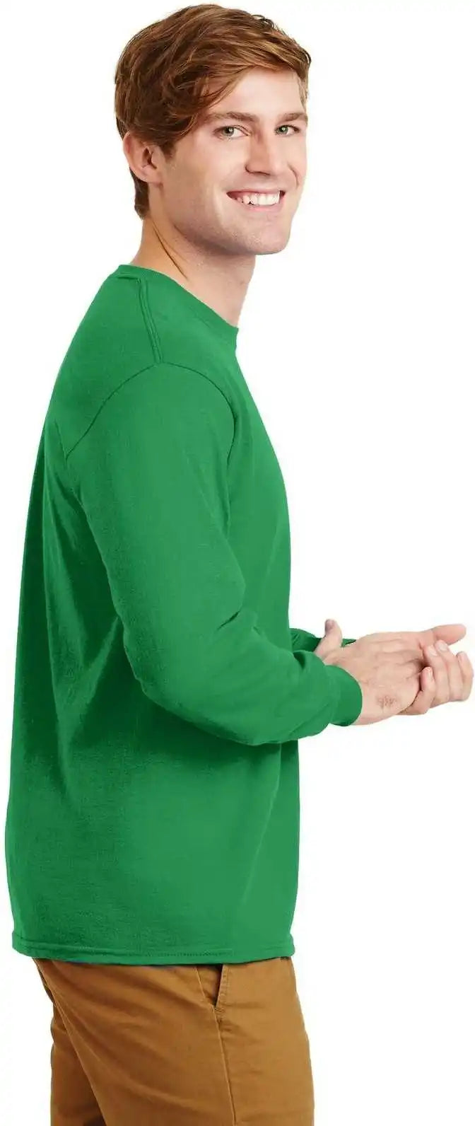Gildan G2400 Ultra Cotton 100% Long Sleeve t Shirt Irish Green