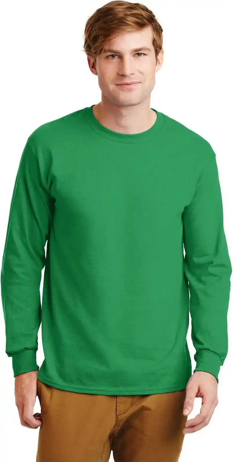 Gildan G2400 Ultra Cotton 100% Long Sleeve t Shirt Irish Green