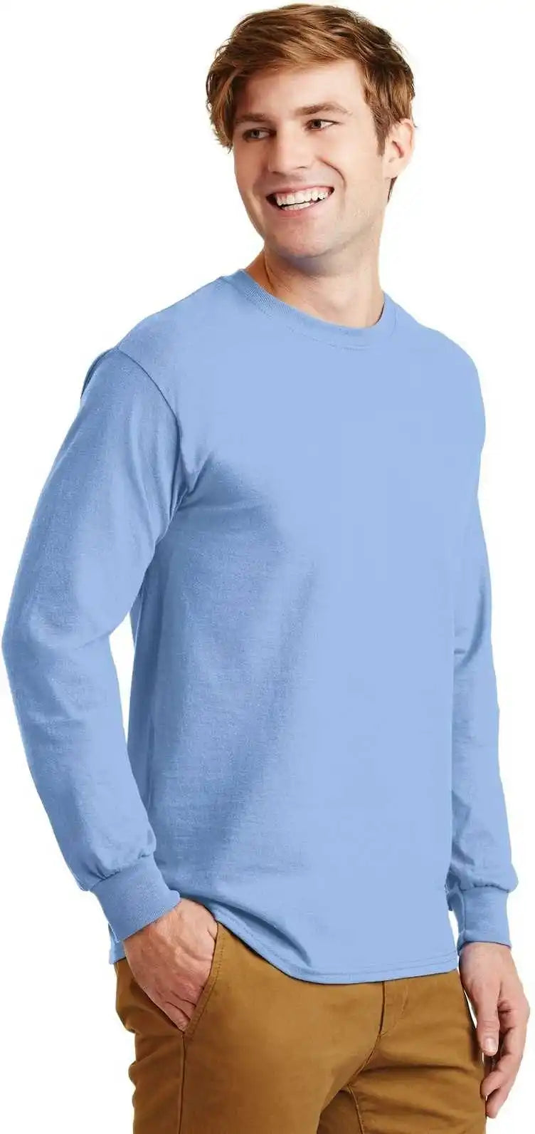Gildan G2400 Ultra Cotton 100% Long Sleeve t Shirt Light Blue