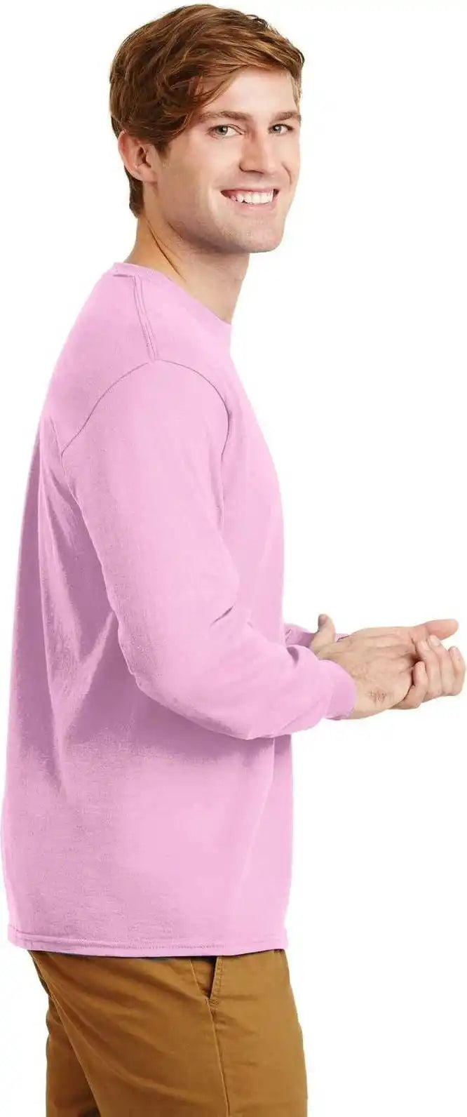 Gildan G2400 Ultra Cotton 100% Long Sleeve T-shirt - Light Pink