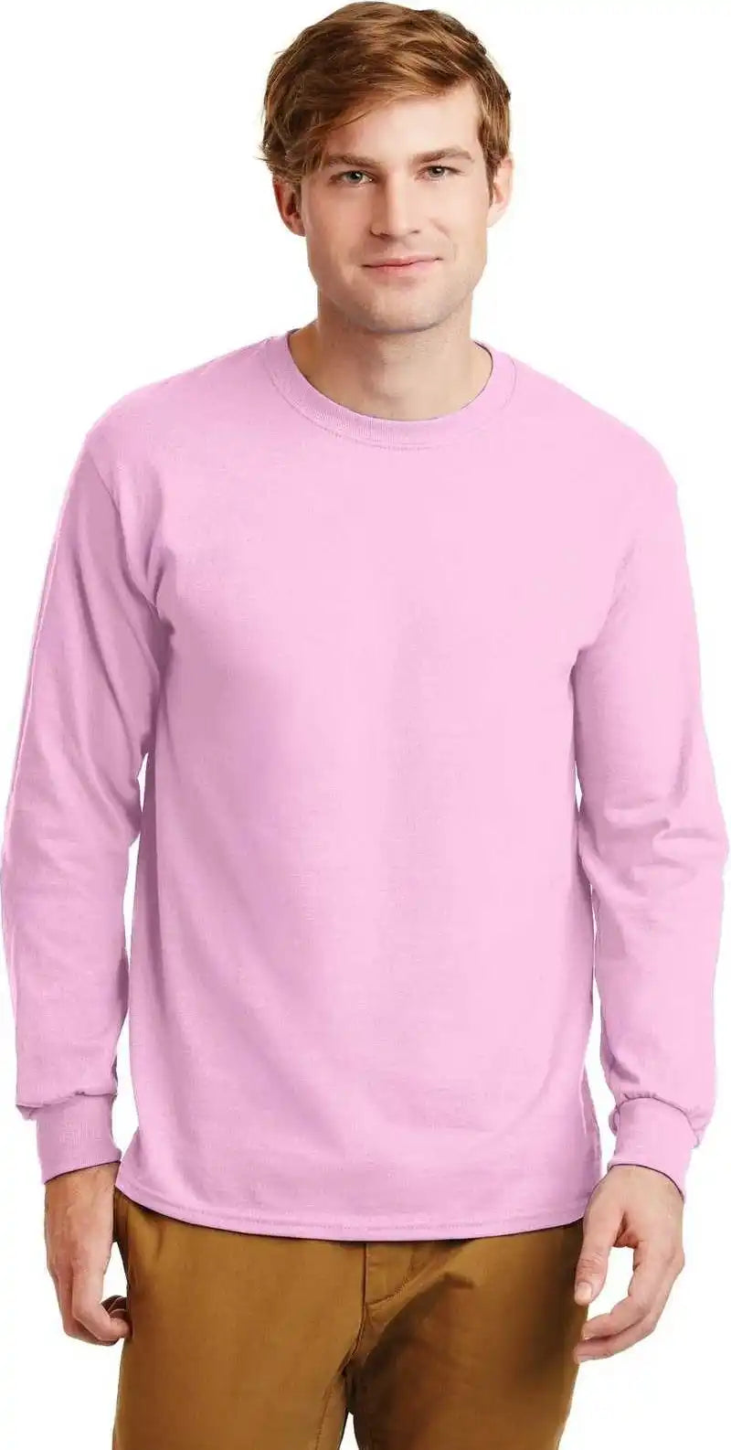 Gildan G2400 Ultra Cotton 100% Long Sleeve t Shirt Light Pink