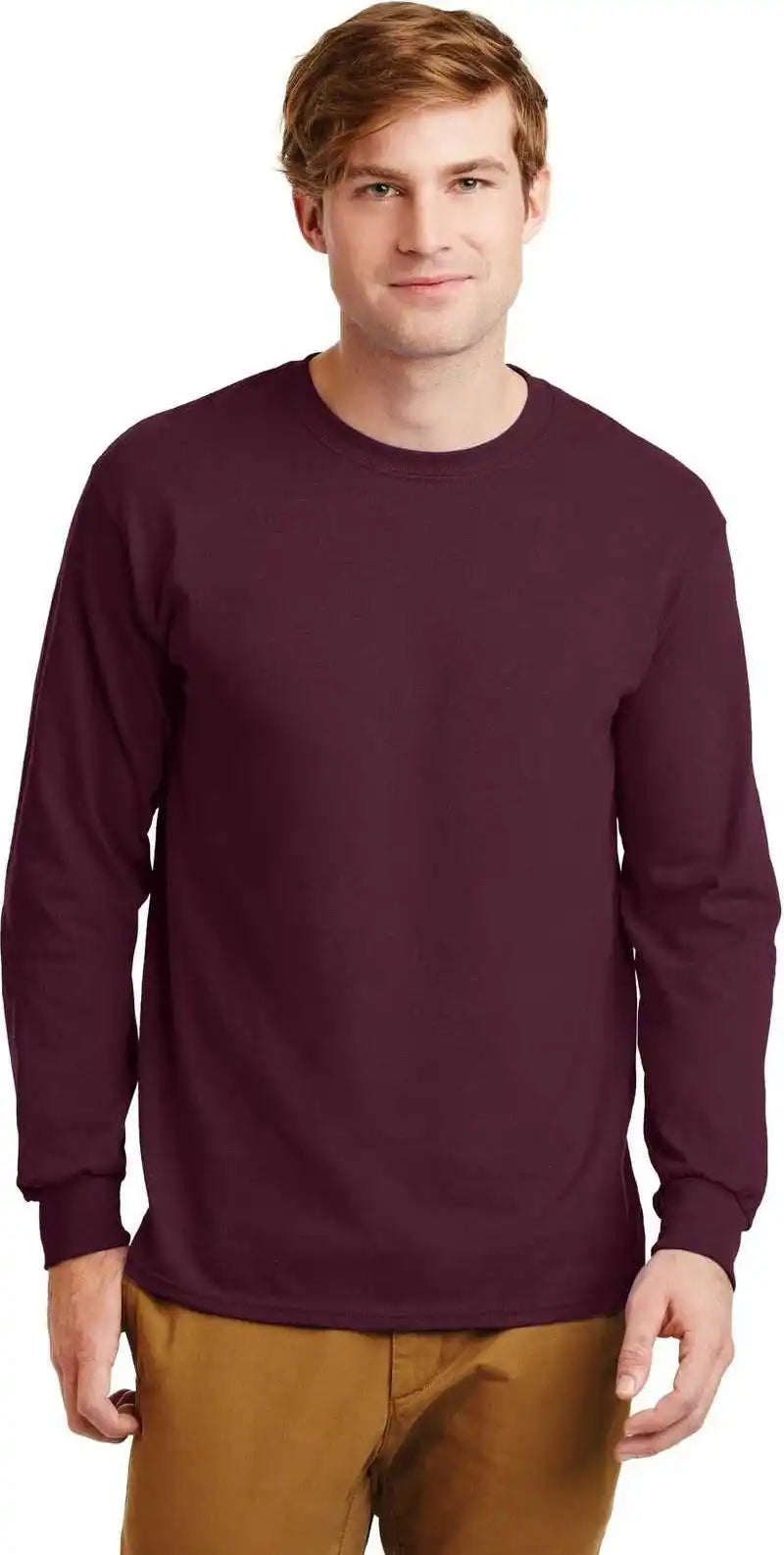 Gildan G2400 Ultra Cotton 100% Long Sleeve t Shirt Maroon