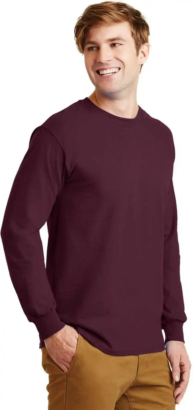 Gildan G2400 Ultra Cotton 100% Long Sleeve t Shirt Maroon