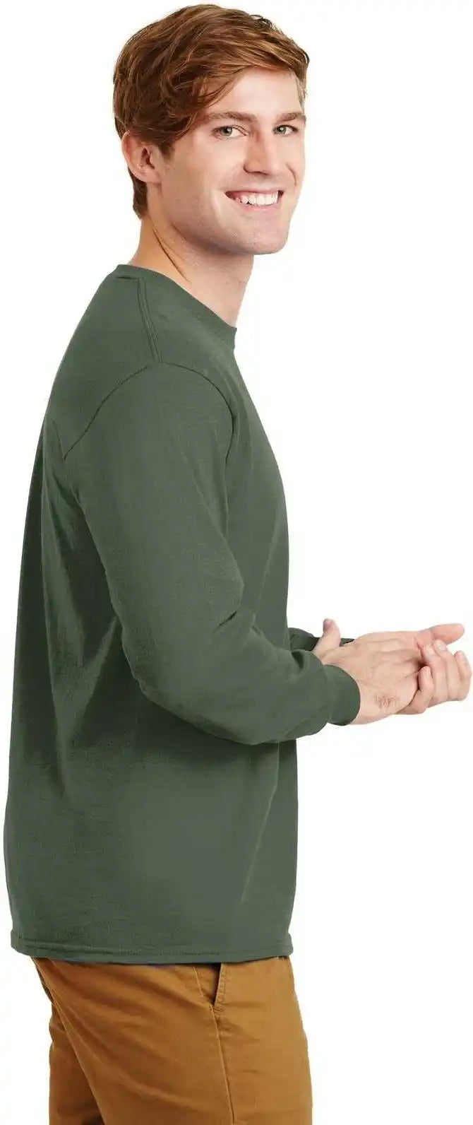 Gildan G2400 Ultra Cotton 100% Long Sleeve t Shirt Military Green