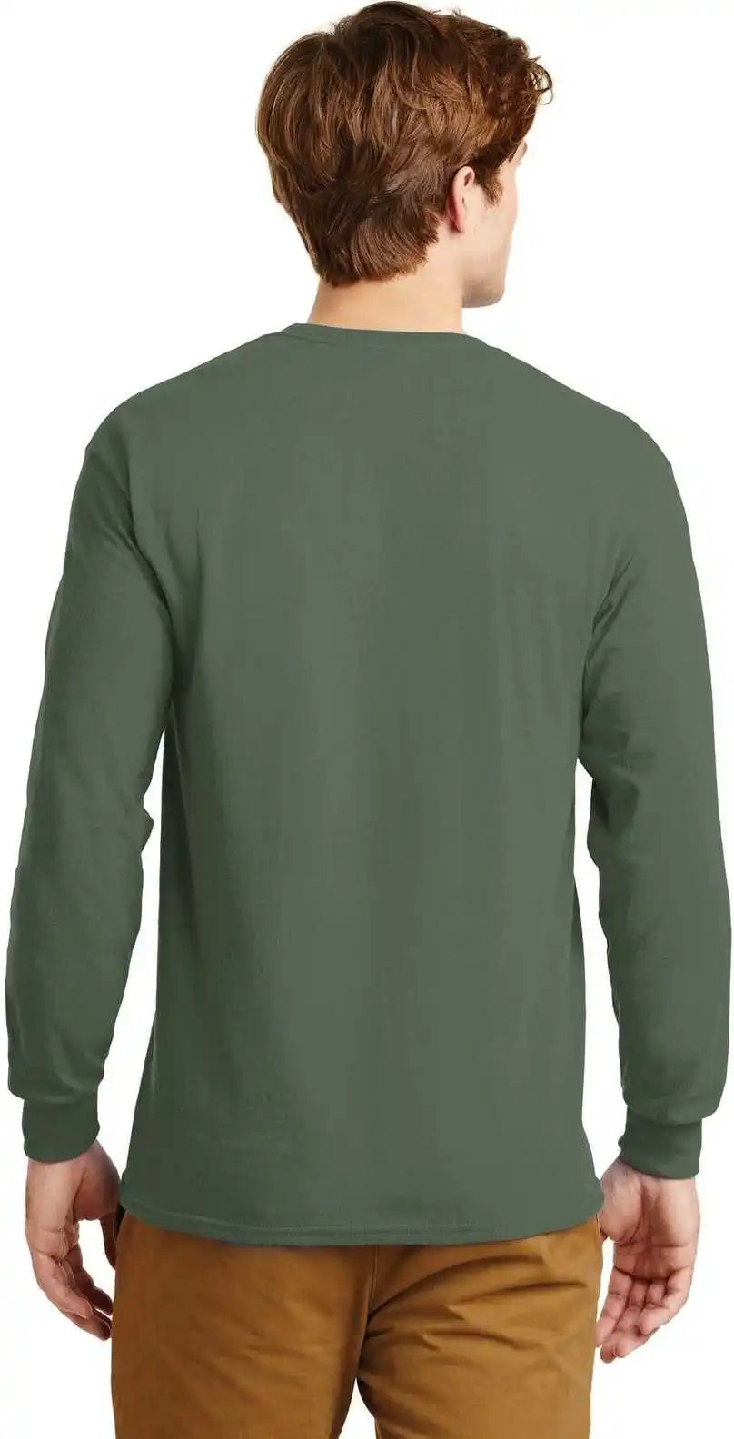 Gildan G2400 Ultra Cotton 100% Long Sleeve t Shirt Military Green