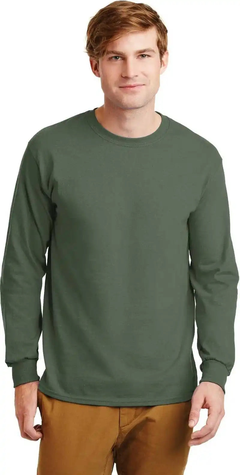 Gildan G2400 Ultra Cotton 100% Long Sleeve t Shirt Military Green
