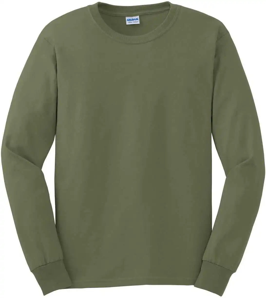 Gildan G2400 Ultra Cotton 100% Long Sleeve t Shirt Military Green