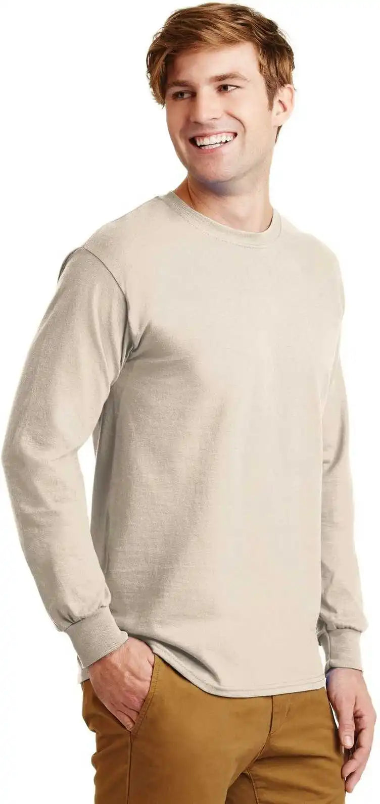 Gildan G2400 Ultra Cotton 100% Long Sleeve t Shirt Natural