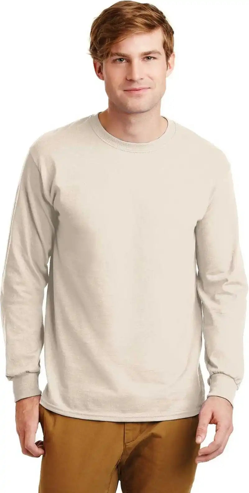 Gildan G2400 Ultra Cotton 100% Long Sleeve t Shirt Natural