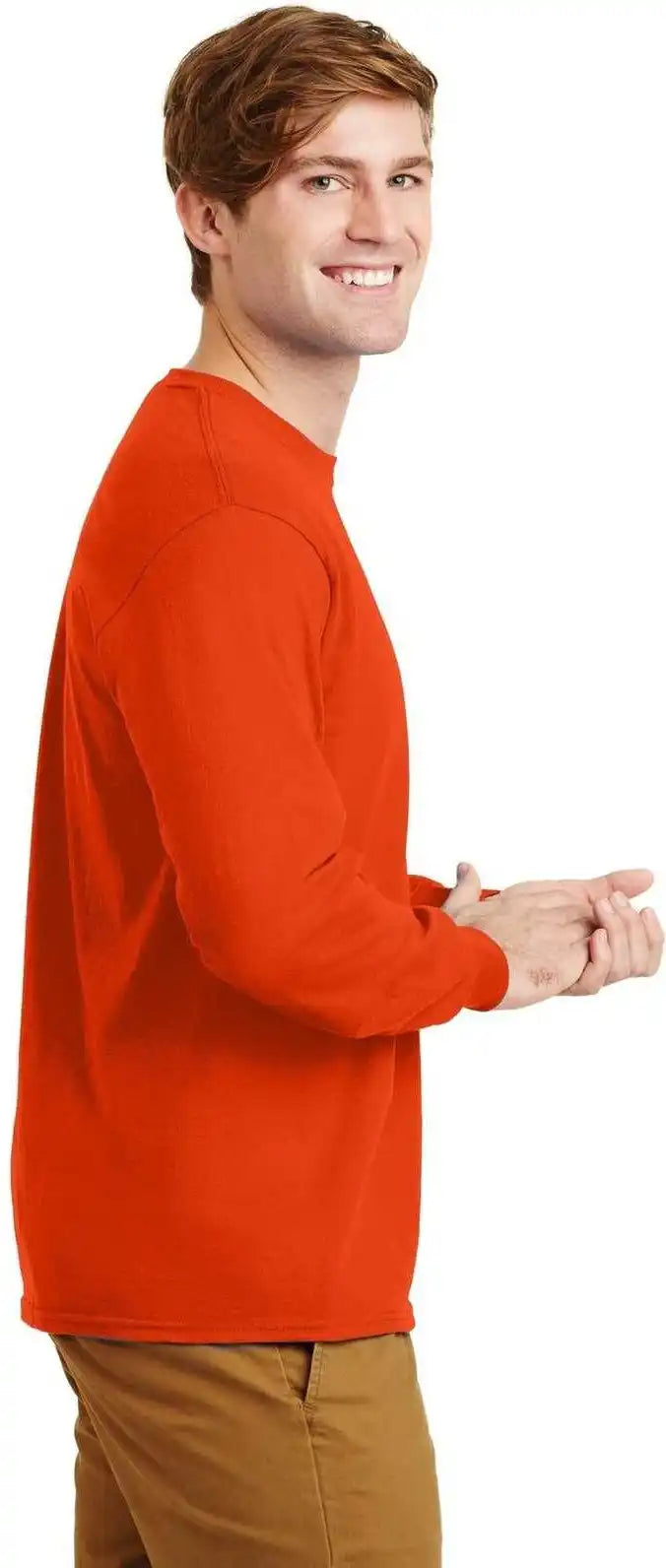Gildan G2400 Ultra Cotton 100% Long Sleeve t Shirt Orange