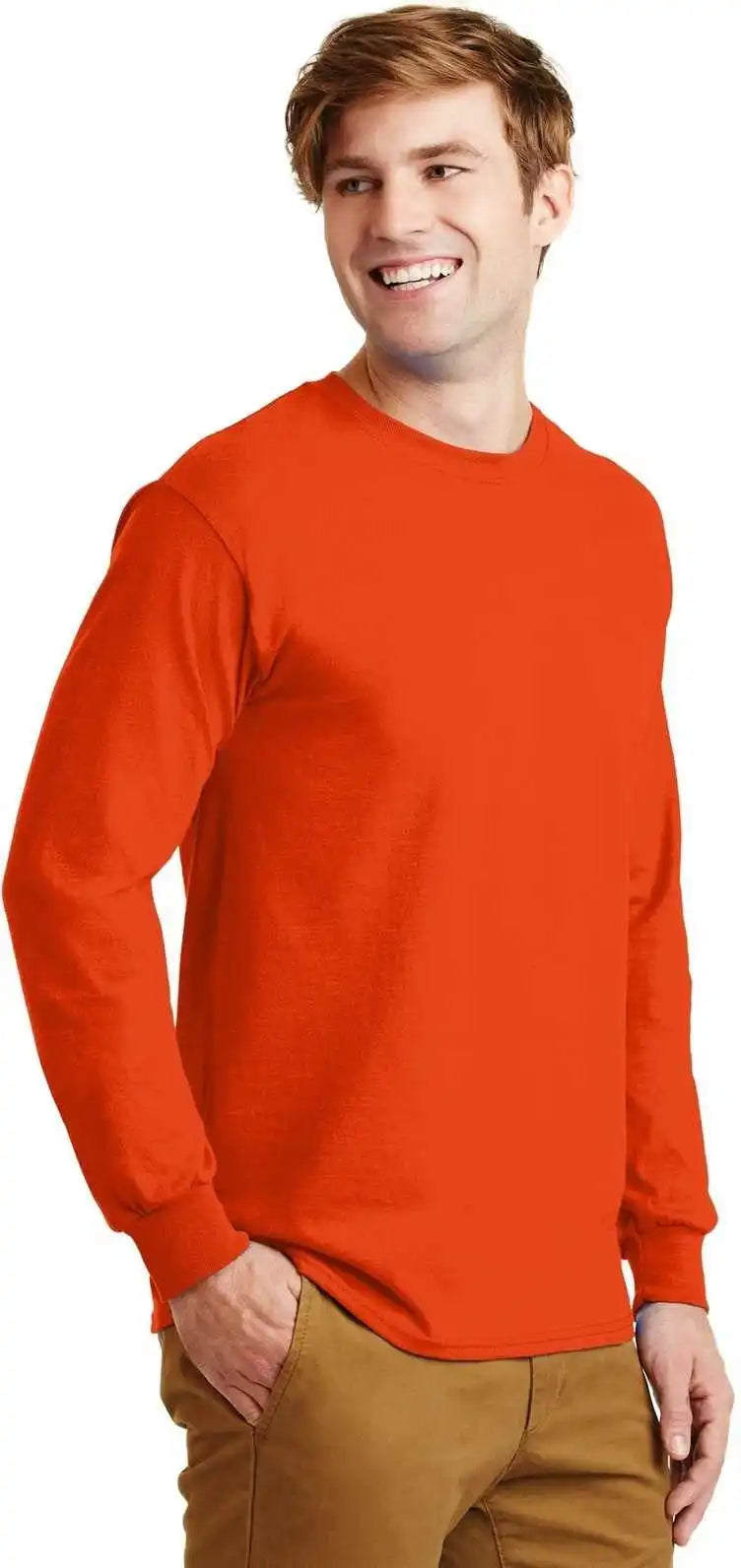 Gildan G2400 Ultra Cotton 100% Long Sleeve t Shirt Orange