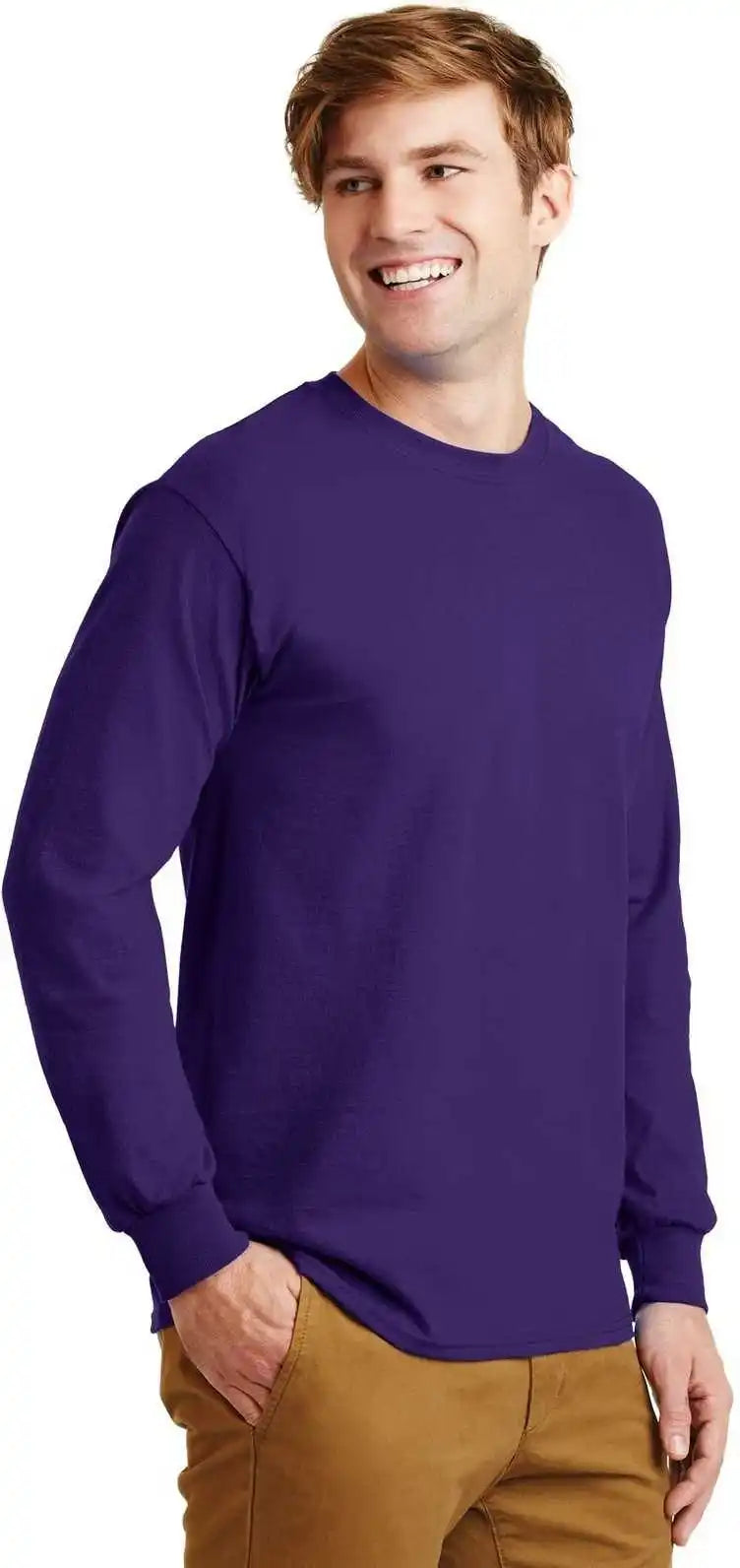 Gildan G2400 Ultra Cotton 100% Long Sleeve t Shirt Purple