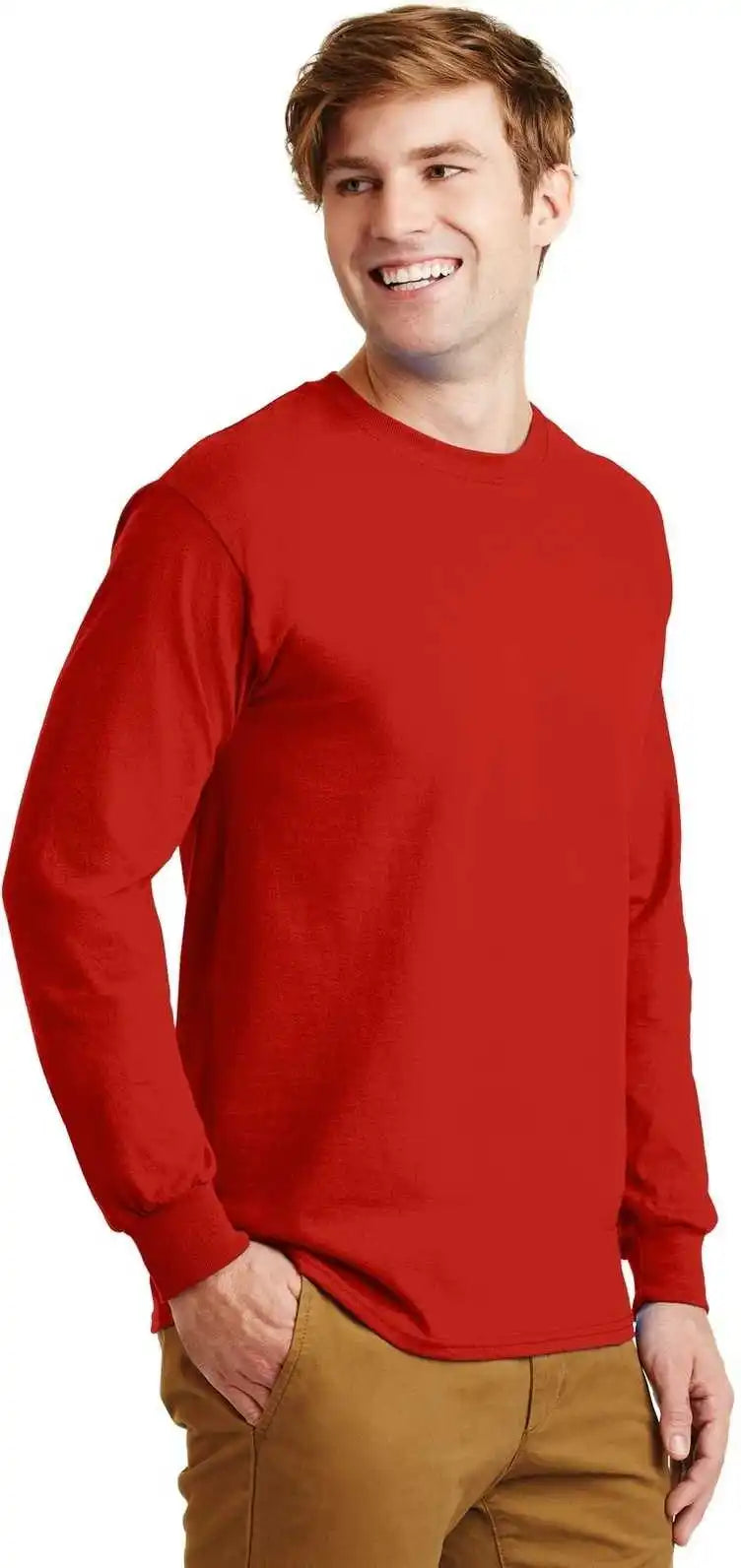 Gildan G2400 Ultra Cotton 100% Long Sleeve t Shirt Red