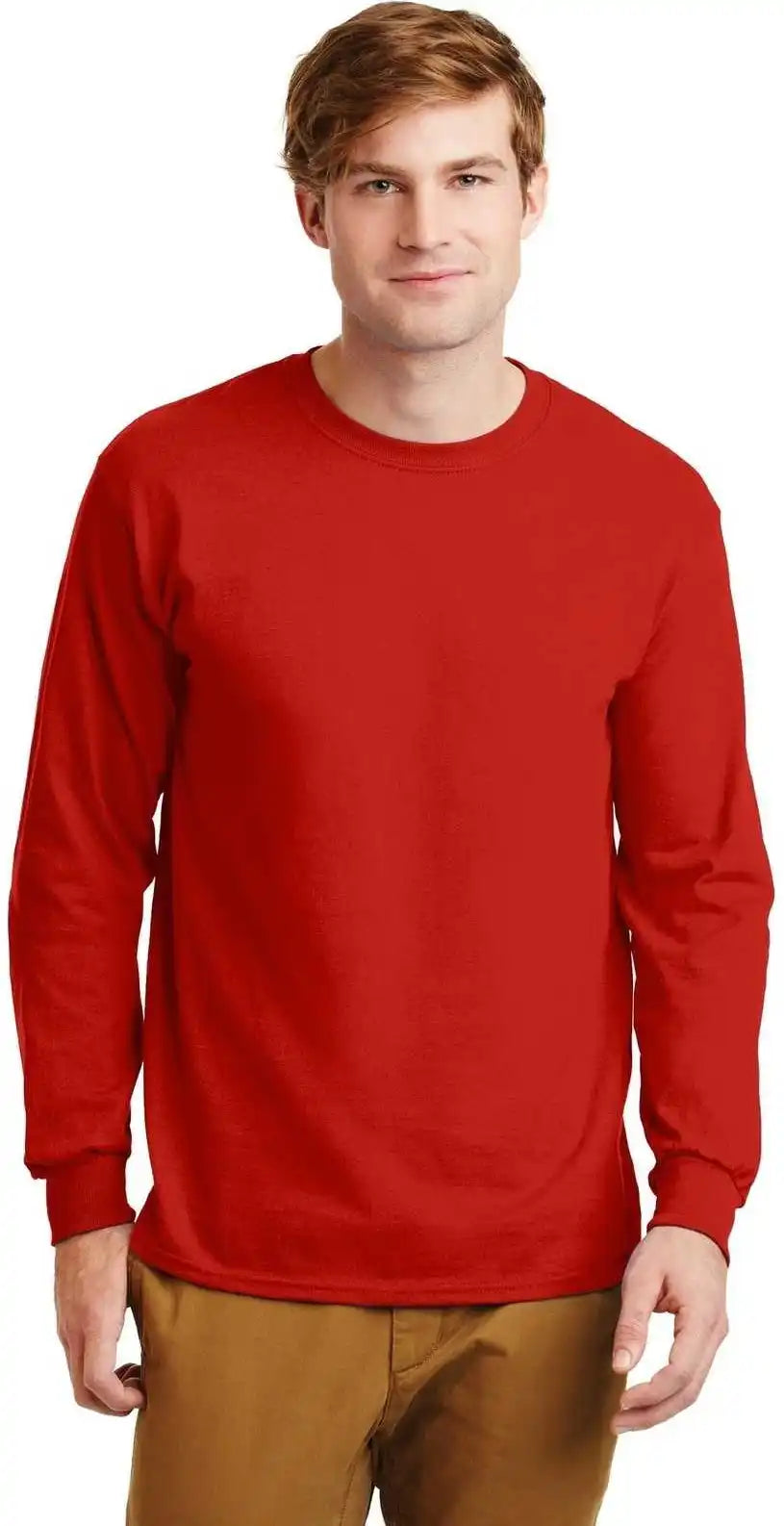 Gildan G2400 Ultra Cotton 100% Long Sleeve t Shirt Red